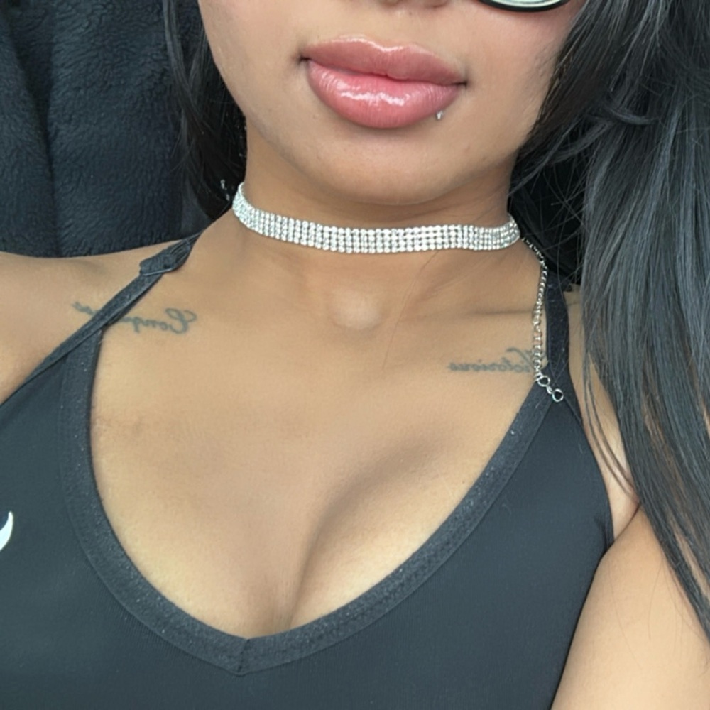 Bling Jewelry Silver Choker Necklace with Rhinestones
